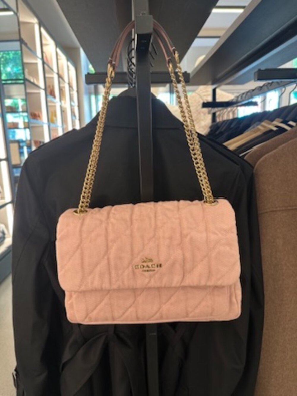 NWT! Coach CER78 Elodie Crossbody Bag In Loved Denim With Quilting In Pink/Gold